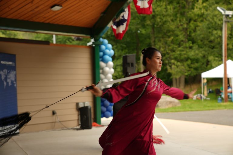 A martial arts performance on the festival stage