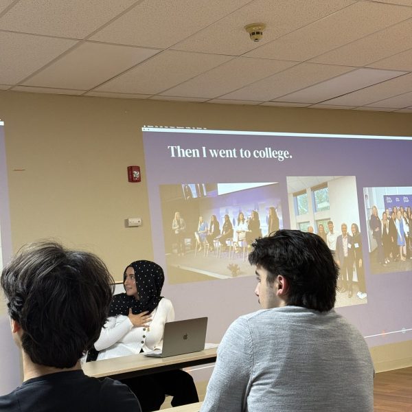 Mina Turkyolu speaks with students during the Youth Peace Network training